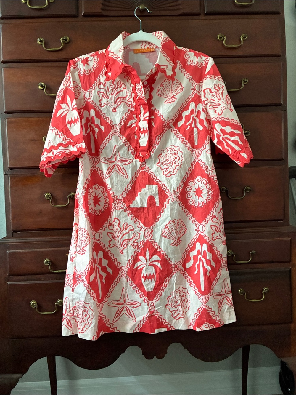 Oliphant Red and White Printed dress